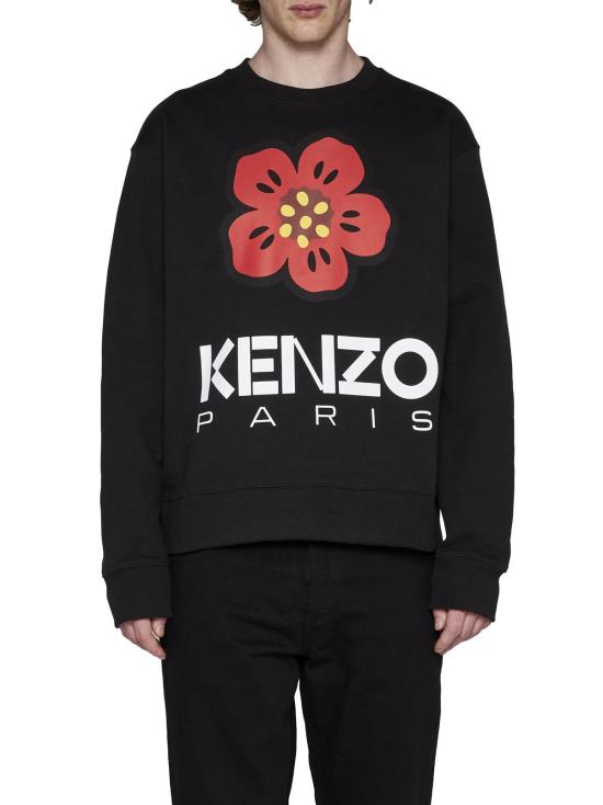  겐조 긴팔 티셔츠 보케 플라워 크루넥 스웨트셔츠 블랙 - KENZO
