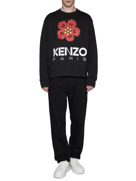  겐조 긴팔 티셔츠 보케 플라워 크루넥 스웨트셔츠 블랙 - KENZO