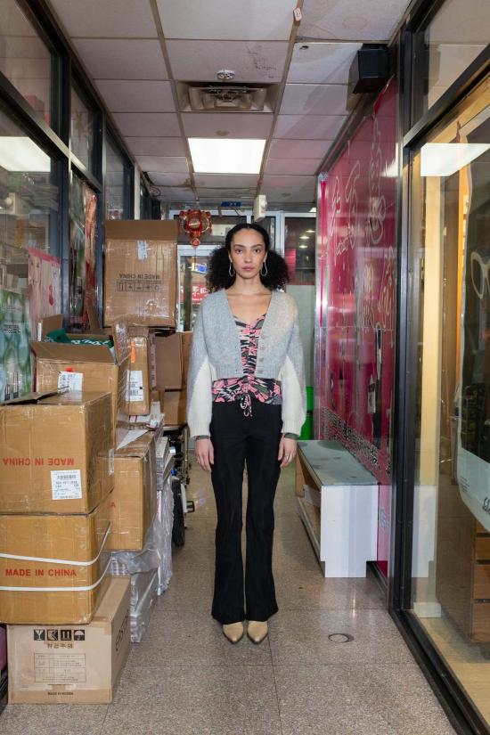  언타이틀드 인 모션 가디건 무제 인 모션 벨란 카디건 그레이/크림 - UNTITLED IN MOTION