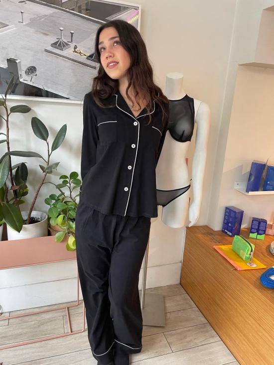  Salua Lingerie 라운지 웨어 살루아 란제리 클래식 긴팔 잠옷 셔츠 블랙/화이트