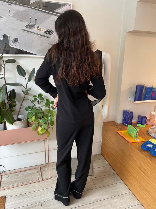  Salua Lingerie 라운지 웨어 살루아 란제리 클래식 긴팔 잠옷 셔츠 블랙/화이트 - OTHER BRANDS