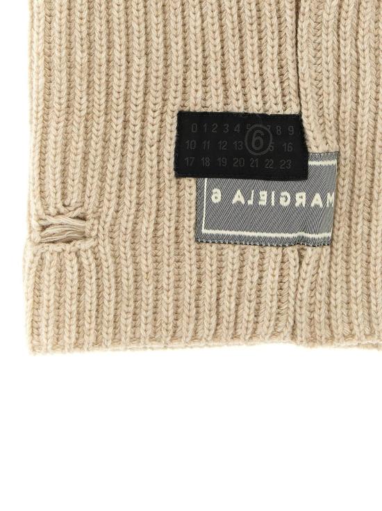  MM6 메종마르지엘라 모자 Mm6 메종 마르지엘라 디스트레스드 울 발라클라바 베이지 - MM6 MAISON MARGIELA