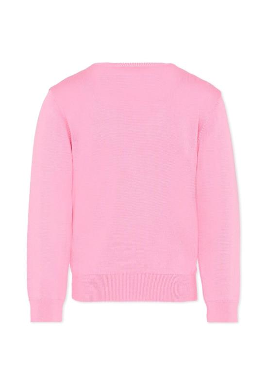  [키즈] 발망 풀오버 로고가 있는 핑크색 아동용 스웨터 - BALMAIN