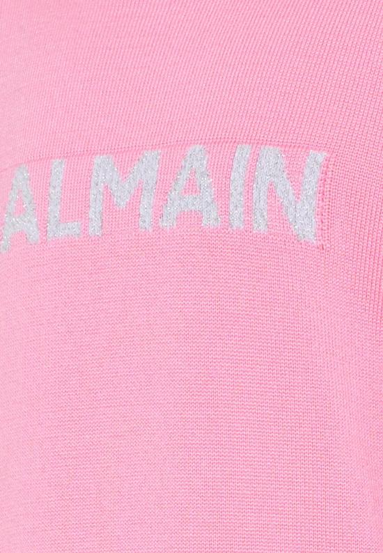  [키즈] 발망 풀오버 로고가 있는 핑크색 아동용 스웨터 - BALMAIN