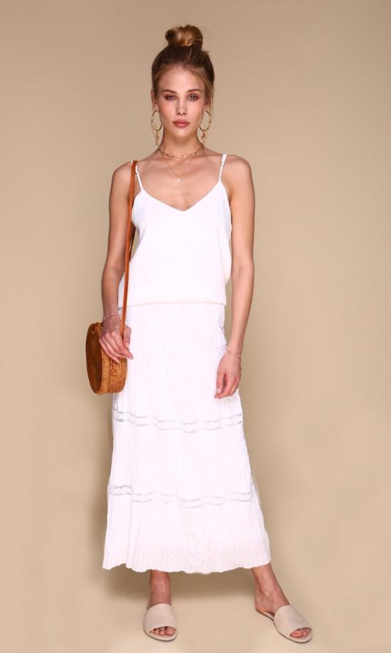  메릿 찰스 미디 스커트 미코노스 스커트 화이트 레이스