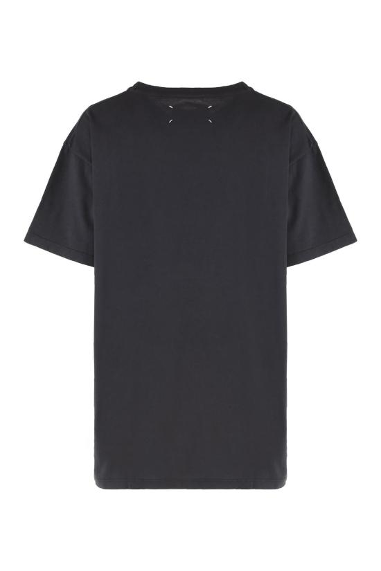  마르지엘라 반팔 티셔츠 메종  코튼 크루넥 티셔츠 블랙 - MAISON MARGIELA