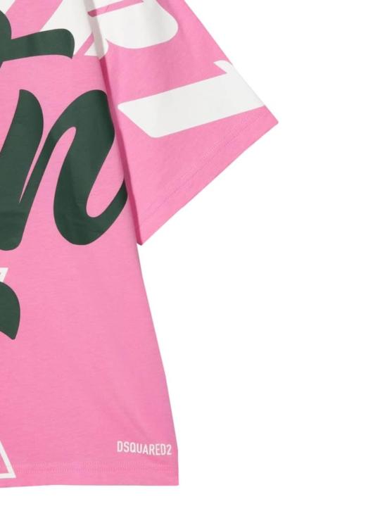  [키즈] 디스퀘어드2 트레이닝 상의 키즈 Dsquared2 올오버 라이팅 티셔츠 핑크 - DSQUARED2