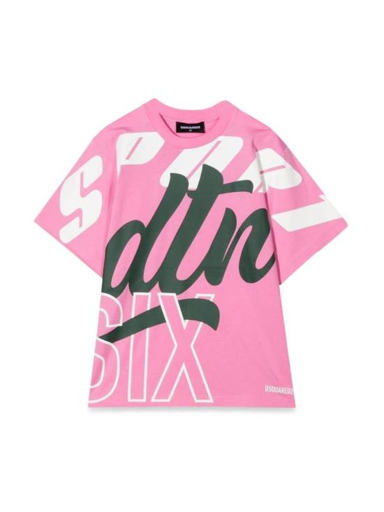  [키즈] 디스퀘어드2 트레이닝 상의 키즈 Dsquared2 올오버 라이팅 티셔츠 핑크