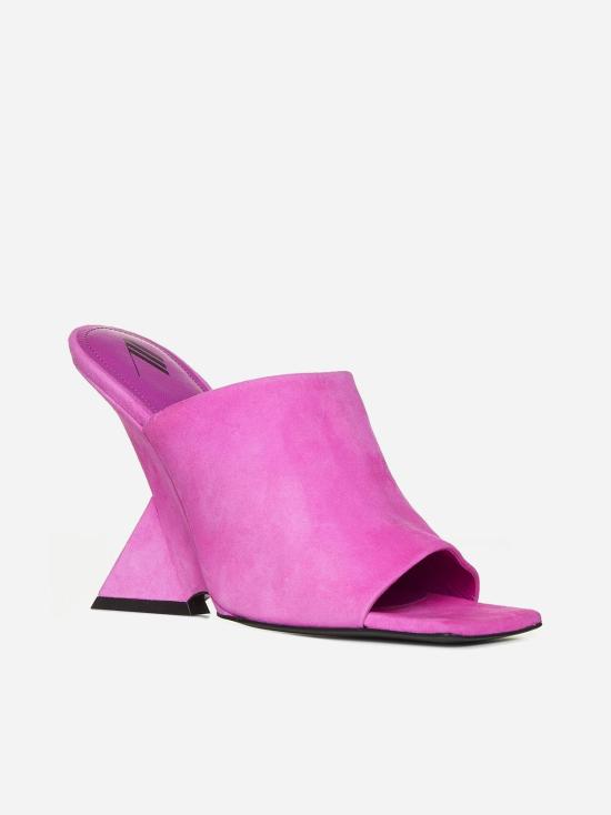  디 아티코 뮬/슬리퍼 Attico Cheope 스웨이드 뮬 플루오 핑크 - THE ATTICO