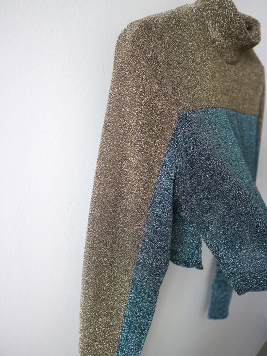  카이 인티메이츠 민소매 티셔츠 카이 스파클 루렉스 크롭탑 블루/골드 - KYE INTIMATES