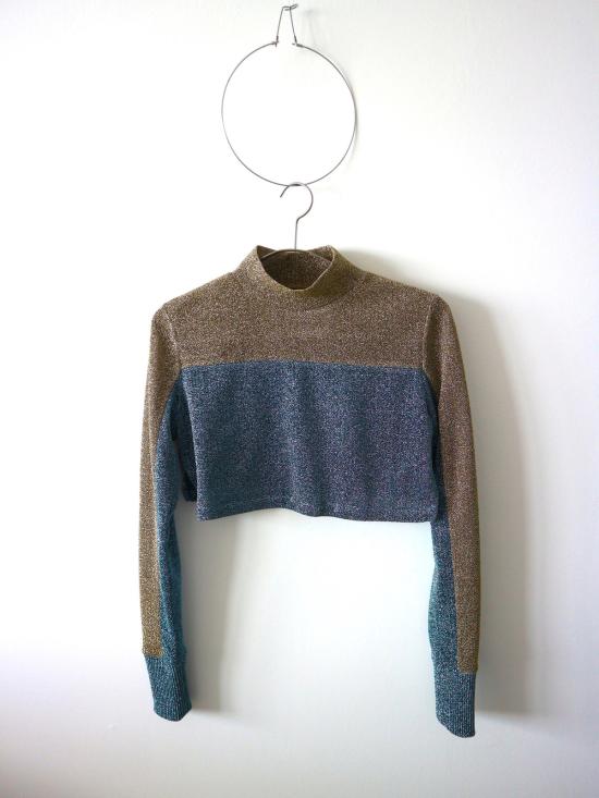  카이 인티메이츠 민소매 티셔츠 카이 스파클 루렉스 크롭탑 블루/골드 - KYE INTIMATES