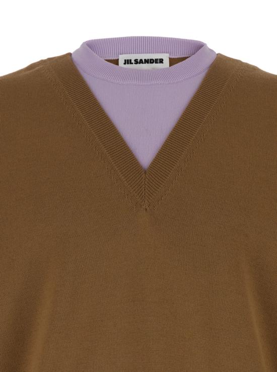  질샌더 스웨터 질 샌더 더블넥  브라운 & 라일락 - JIL SANDER