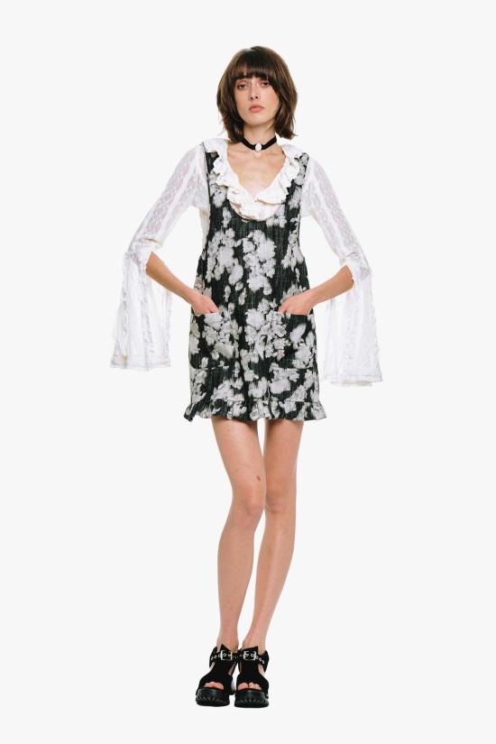  안나 수이 숏 원피스 안나수이 로즈 일루전 데님 러플 점퍼 - ANNA SUI