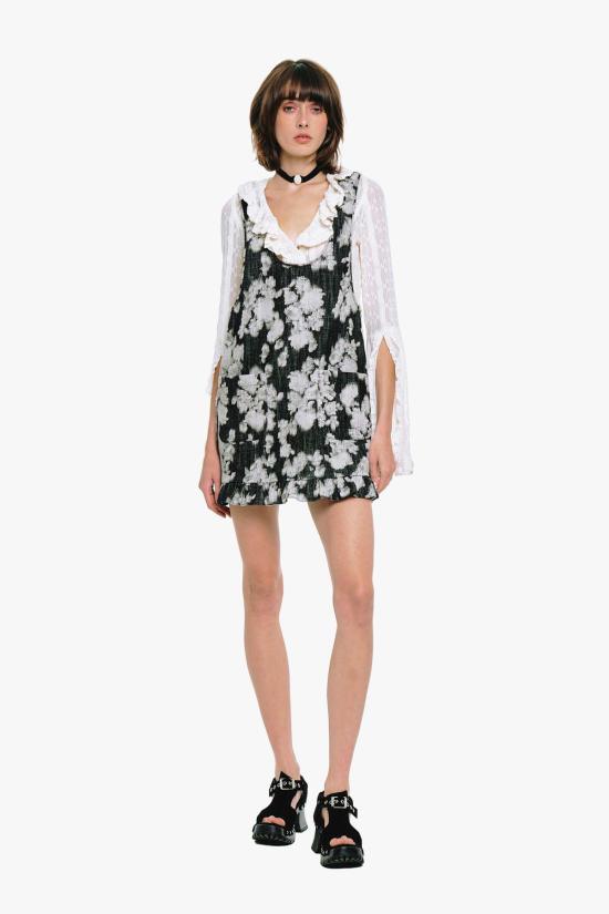  안나 수이 숏 원피스 안나수이 로즈 일루전 데님 러플 점퍼 - ANNA SUI