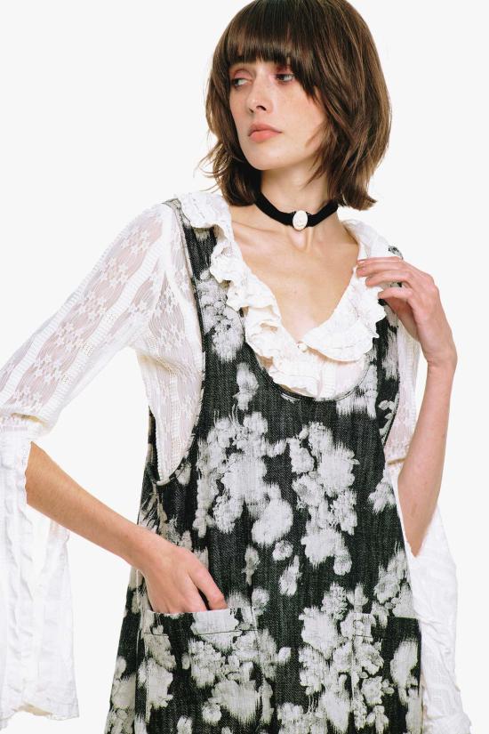  안나 수이 숏 원피스 안나수이 로즈 일루전 데님 러플 점퍼 - ANNA SUI