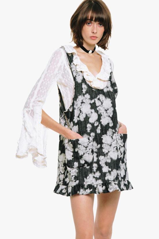  안나 수이 숏 원피스 안나수이 로즈 일루전 데님 러플 점퍼 - ANNA SUI