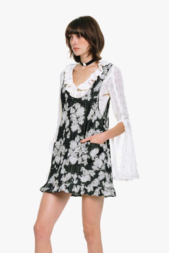  안나 수이 숏 원피스 안나수이 로즈 일루전 데님 러플 점퍼 - ANNA SUI