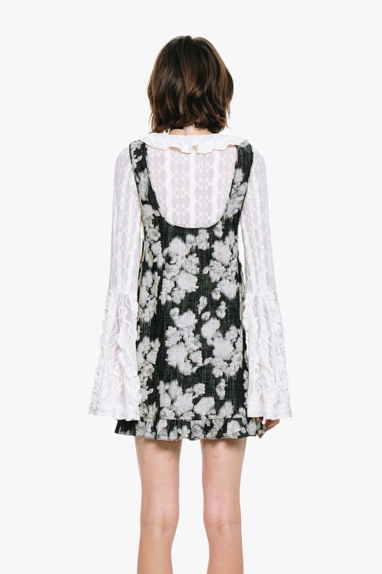  안나 수이 숏 원피스 안나수이 로즈 일루전 데님 러플 점퍼 - ANNA SUI