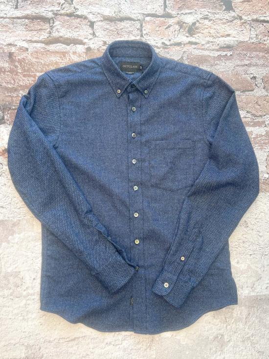  Outclass 긴팔 셔츠 최고급 트위드 플란넬  인디고