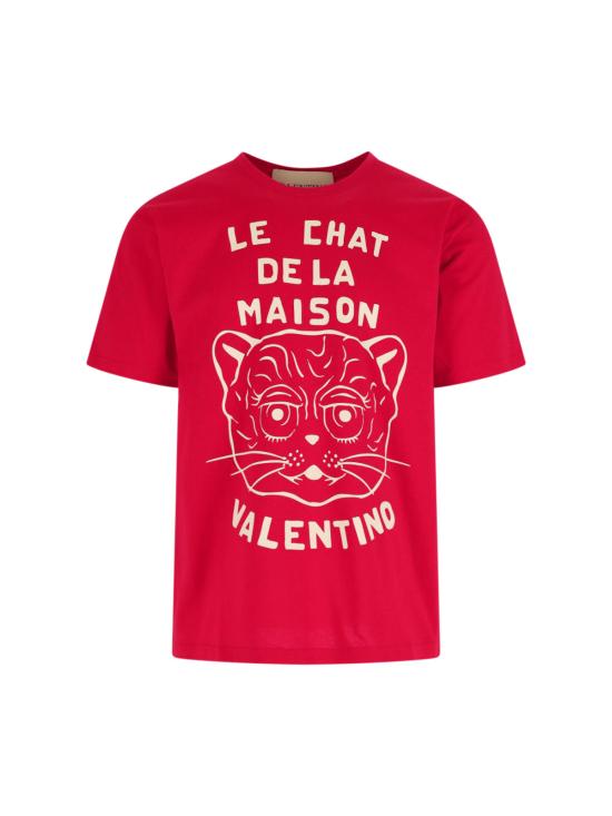 발렌티노 가라바니 반팔 티셔츠 Valentino Le Chat De La Maison 티셔츠 레드