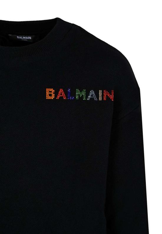  [키즈] 발망 풀오버 로고가 있는 아동용 블랙 스웨트셔츠 - BALMAIN