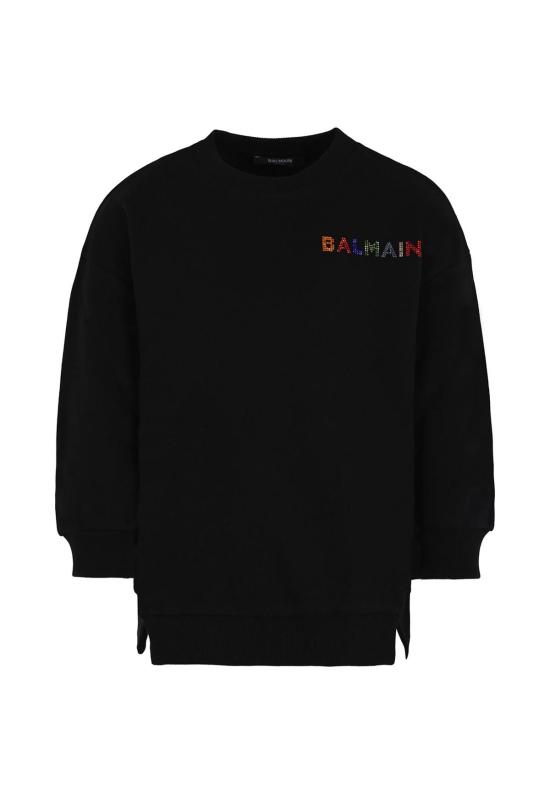  [키즈] 발망 풀오버 로고가 있는 아동용 블랙 스웨트셔츠