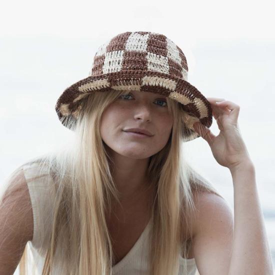  Minga 모자 밍가 여름 버킷햇 크로셰 체크무늬 - OTHER BRANDS