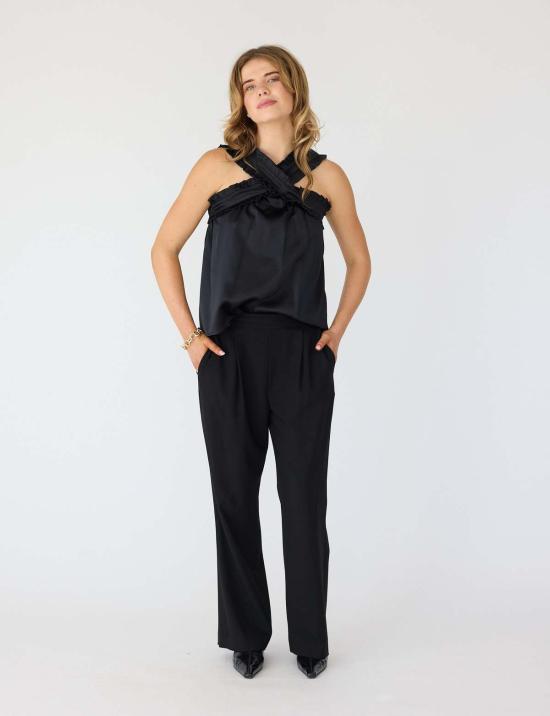  Lindsay Nicholas New York 스트레이트 팬츠 린지 니콜라스 뉴욕 페이크 라이즈 팬츠 블랙 - OTHER BRANDS