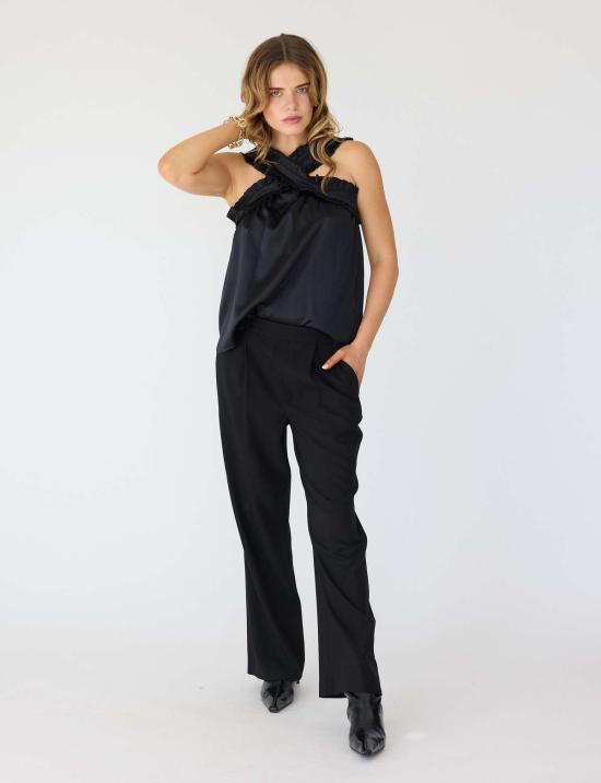  Lindsay Nicholas New York 스트레이트 팬츠 린지 니콜라스 뉴욕 페이크 라이즈 팬츠 블랙 - OTHER BRANDS