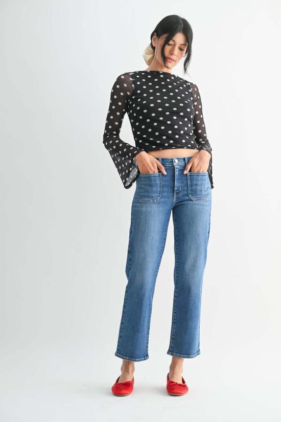  저스트 블랙 데님 데님 팬츠 쁘띠 스트레이트 진 - JUST BLACK DENIM