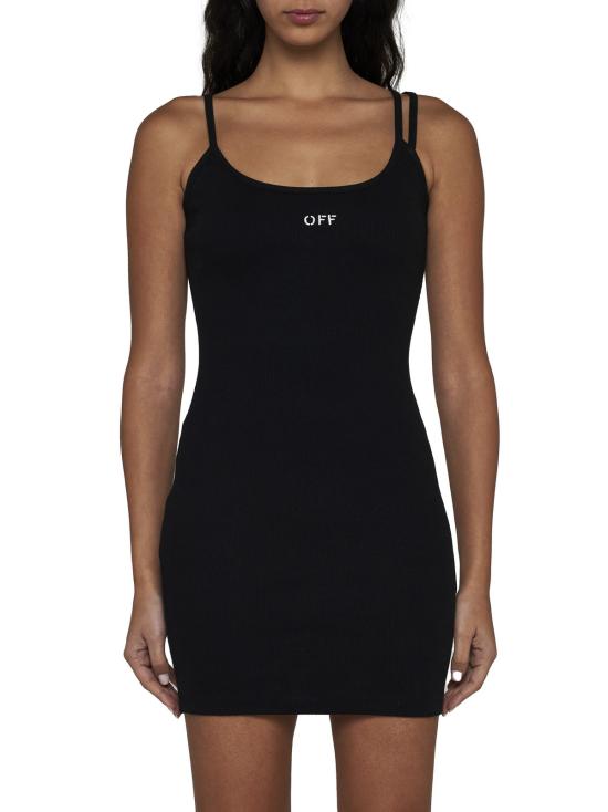  오프화이트 숏 원피스 오프 화이트 오프 스탬프 미니 드레스 블랙 화이트 - OFF WHITE