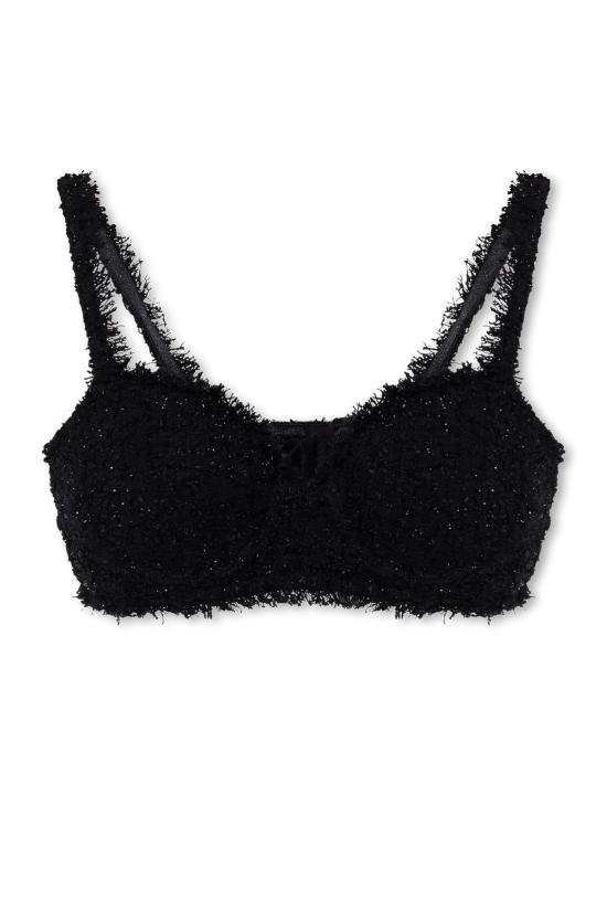  발렌시아가 민소매 티셔츠 트위드 탱크탑 블랙