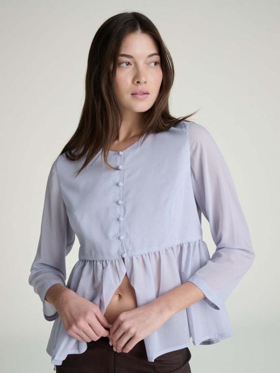  설리번 블라우스 설리반 카이아 페플럼  라이트 블루