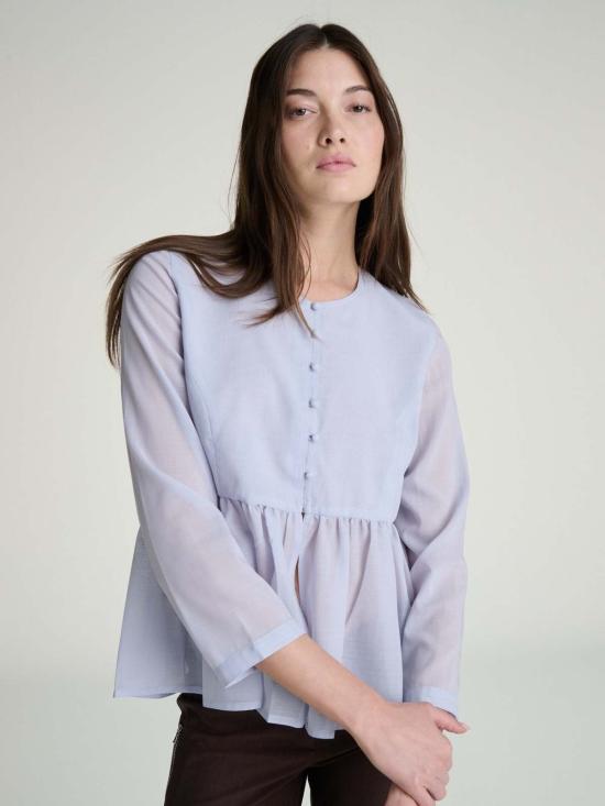  설리번 블라우스 설리반 카이아 페플럼  라이트 블루 - SULLIVAN