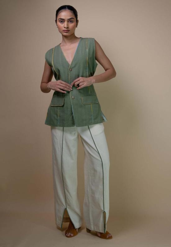  이키비 베스트 메도우즈 남녀공용 긴 조끼 (녹색) - IKKIVI