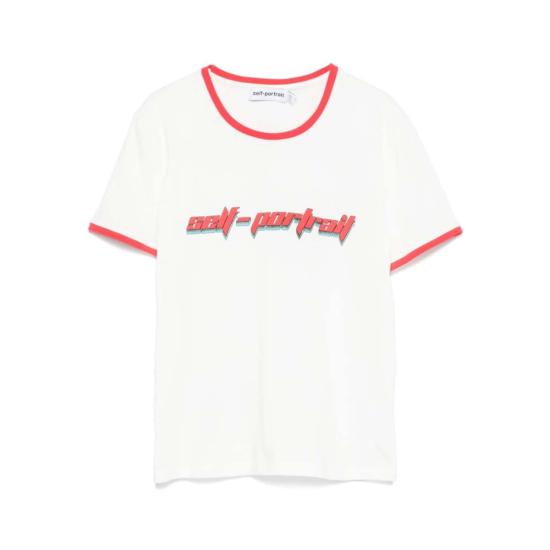  셀프 포트레이트 반팔 티셔츠 티셔츠 화이트