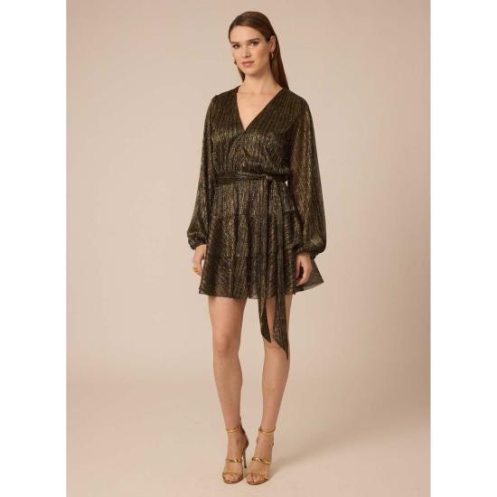  Gilner Farrar 숏 원피스 길너 파라 아메이블 드레스 그린/골드 메탈릭 크링클