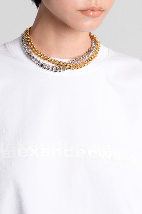  알렉산더 왕 반팔 티셔츠 화이트 코튼 티셔츠 - ALEXANDER WANG