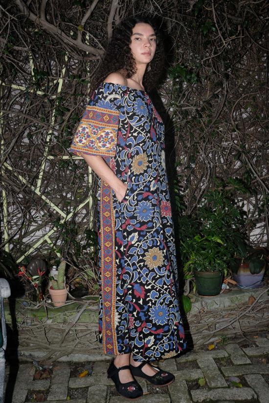  John & Mickie 롱 원피스 존앤미키 알로에 맥시 드레스 블랙 선플라워 - OTHER BRANDS