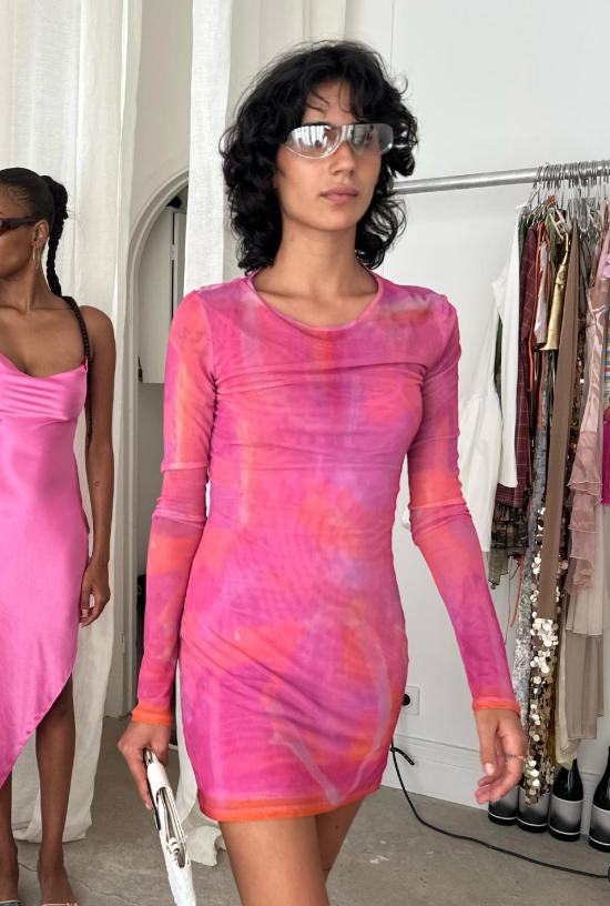  샘디 숏 원피스 사엠디 미니 메쉬 드레스 - SAEMDI