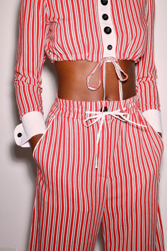  올리비아 라티노비치 블라우스 그레텔  레드 스트라이프 - OLIVIA LATINOVICH