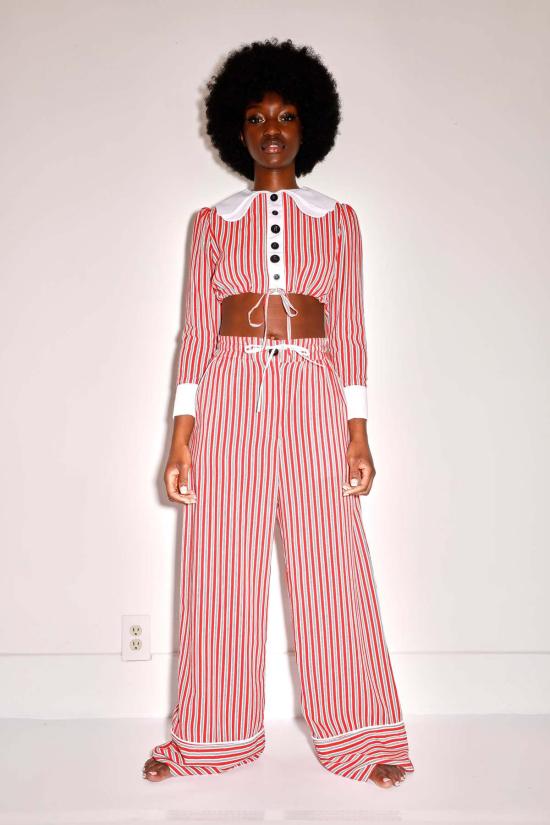  올리비아 라티노비치 블라우스 그레텔  레드 스트라이프 - OLIVIA LATINOVICH