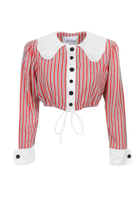  올리비아 라티노비치 블라우스 그레텔  레드 스트라이프 - OLIVIA LATINOVICH