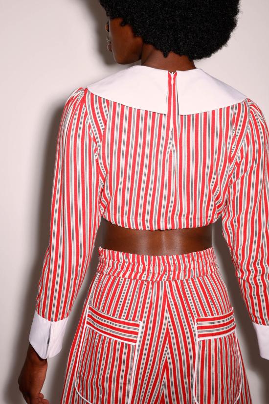  올리비아 라티노비치 블라우스 그레텔  레드 스트라이프 - OLIVIA LATINOVICH