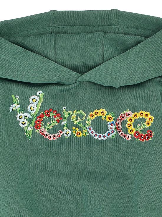  [키즈] 베르사체 풀오버 아동용 자수 후드티 (녹색) - VERSACE