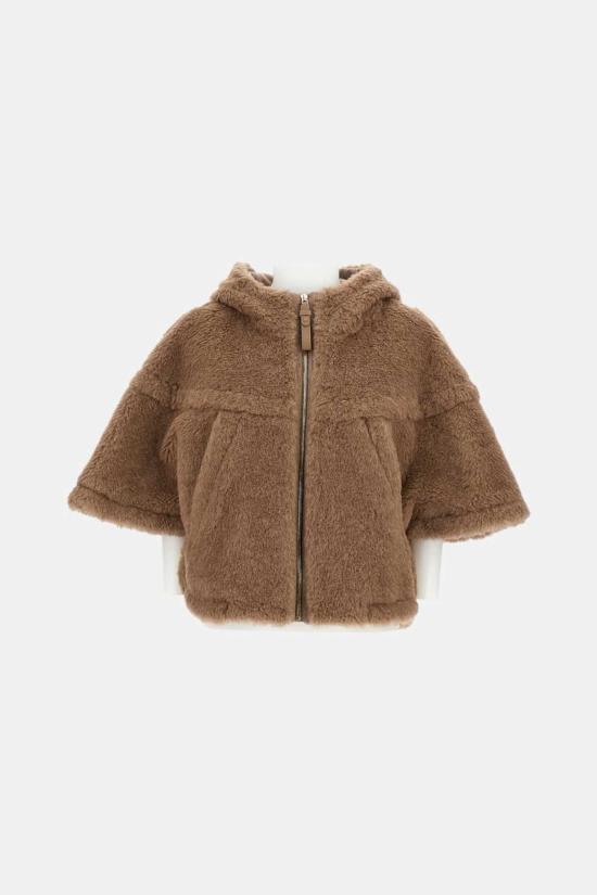  막스마라 코트 맥스 마라 숏 케이프 인 알파카 테디 페탈로4 케이프 브라운 - MAX MARA