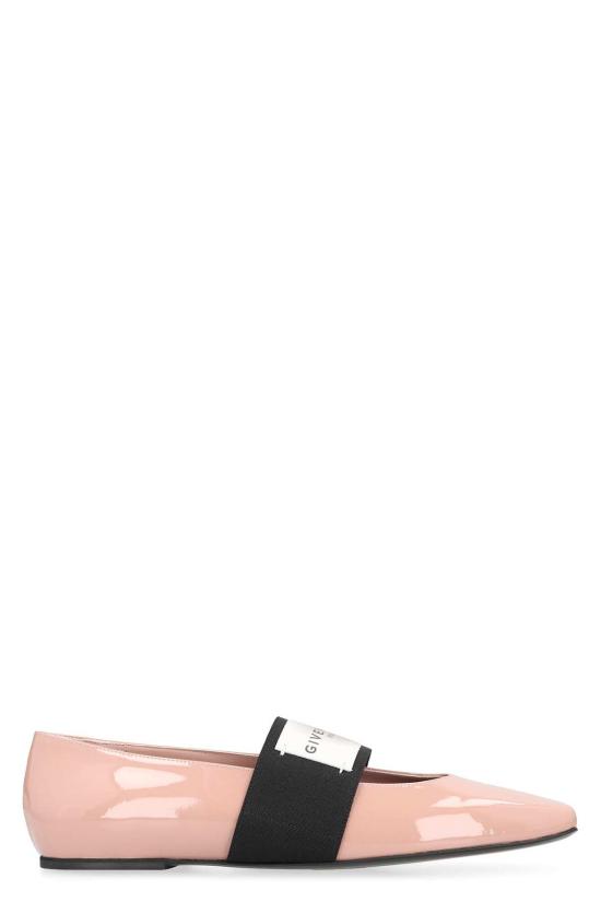  지방시 플랫 슈즈 발레리나 슬라이스 스퀘어 페이턴트 레더 플랫 파우더