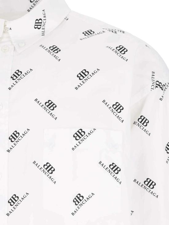  발렌시아가 긴팔 셔츠 클래식 로고 셔츠 화이트 - BALENCIAGA