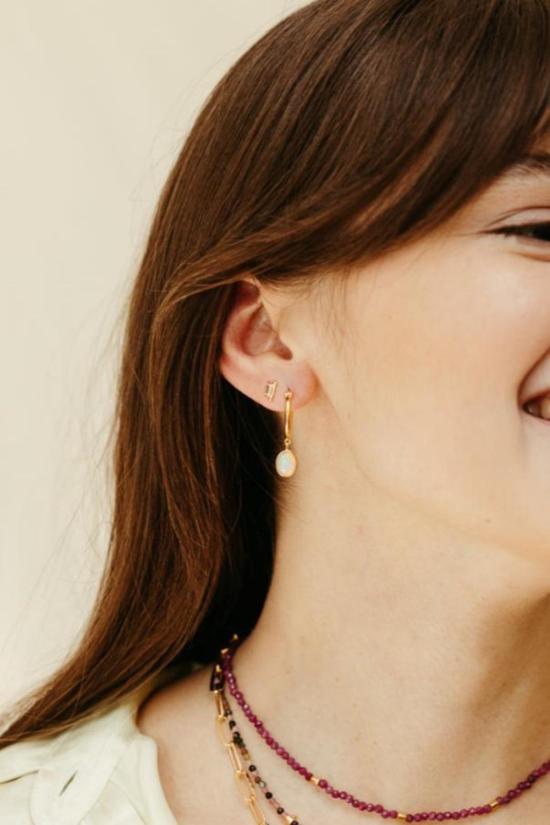  시에라 윈터 주얼리 이어링 문플라워 후프  골드 베르메일/오팔 - SIERRA WINTER JEWELRY