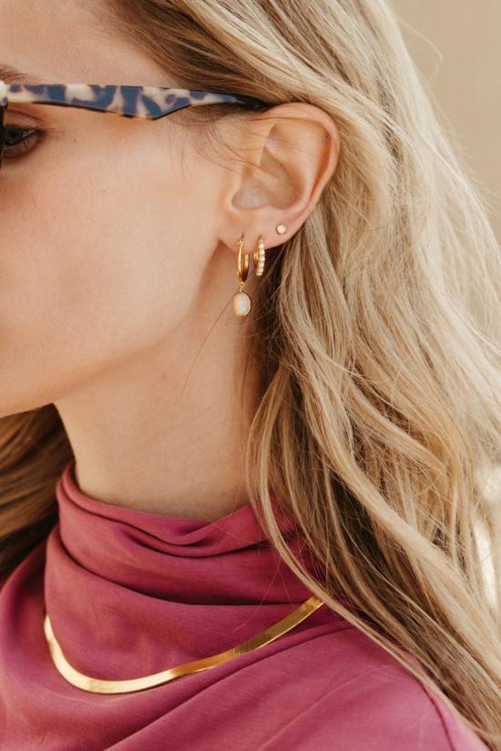  시에라 윈터 주얼리 이어링 문플라워 후프  골드 베르메일/오팔 - SIERRA WINTER JEWELRY